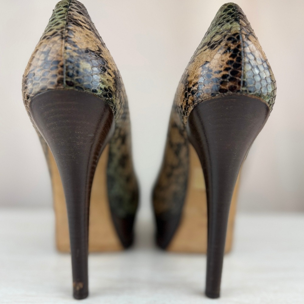 FENDI Fendista Python Stiletto Platform Heels|41|Snakeskin Baddie Mobwife Italy - Picture 6 of 9